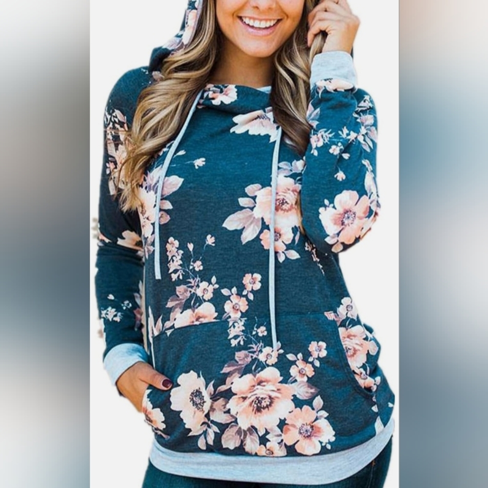 TEMOFON Blue Floral Hoodie